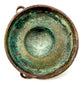 Islamic Khorassan bronze inkwell measuring approximately 3 inches tall and 2.5 inches wide, with engraved decoration and a distinctive domed lid.