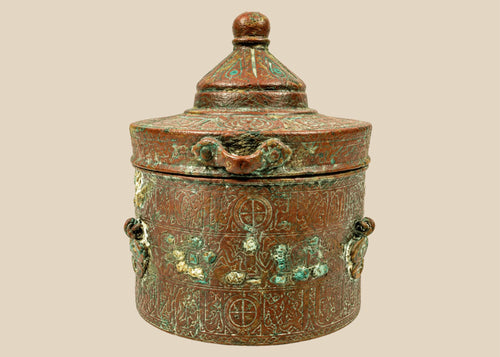 Large Islamic Khorassan bronze inkwell 10th–12th century CE