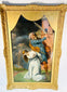 Old Master Italian devotional painting with execution scene and kneeling saint