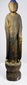 Three-quarter view of the carved wood Amitabha Buddha on a double-lotus pedestal