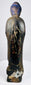 Back view of the antique Japanese Buddhist statue with dark lacquer and attachment holes