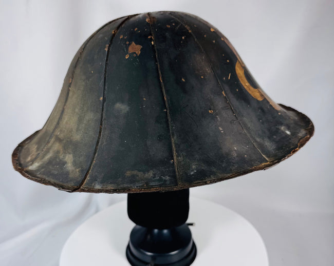 Antique Edo period jingasa featuring traditional Japanese martial craftsmanship and gilt decoration