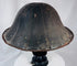 Edo period ashigaru jingasa helmet with decorative gilt family emblem and aged lacquer surface