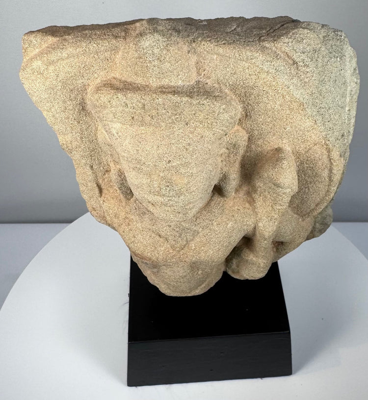 Khmer Empire Devotional Fragment | Padmapani (Avalokitesvara) in Carved Stone | Circa 12th Century
