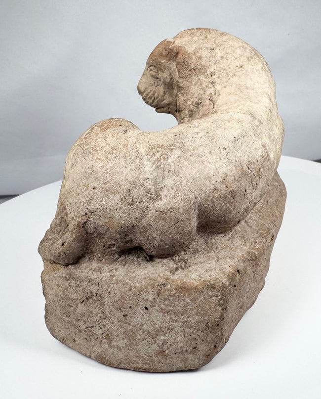 Ptolemaic Period terracotta lion from Egypt showing detailed facial features and mane