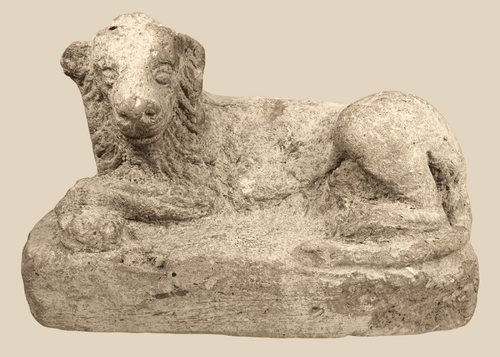 Ancient Egyptian terracotta reclining lion from Alexandria, Ptolemaic Period, circa 3rd–2nd century BCE