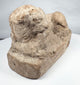 Ancient Egyptian lion sculpture in terracotta with hollow construction and integral base