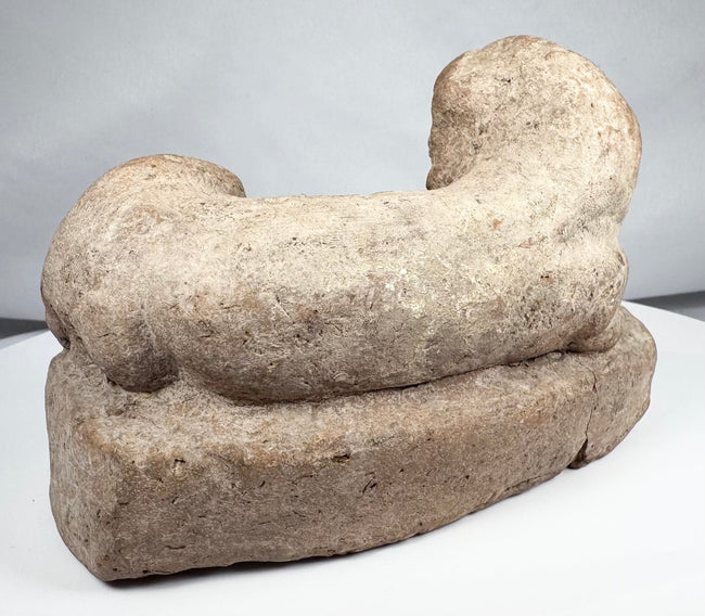 Reclining lion terracotta figure from ancient Egypt, excavated in Alexandria
