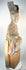 Antique Chinese carved wooden official figure with elaborate painted robes and tablet.