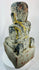 19th century Burmese Mandalay style carved wooden devotee statue with prayer gesture.