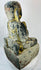 Burmese carved wooden temple attendant figure kneeling in reverence before Buddha.