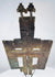 Russian bronze devotional cross depicting Christ on the cross surrounded by saints and sacred inscriptions.