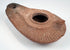 Slipper-shaped terracotta lamp with large filling aperture and worn handle