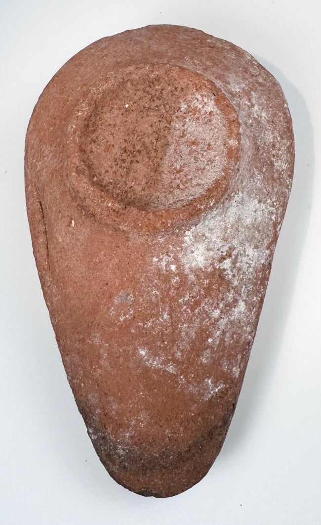 Late Antique oil lamp with geometric moulding, burial patina, and soot staining