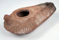 Early medieval terracotta lamp with recessed base and mineral deposits