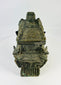 Chinese revival bronze altar vessel, roof-lidded fang yi form with zoomorphic shoulder details and dark patina.