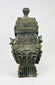 Late Qing archaistic bronze fang yi ritual vessel with taotie masks, leiwen ground, and roof-form lid, China circa 1880–1930.