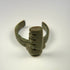 Roman Imperial bronze ring key with stepped teeth, surface mineralization, and centuries-old green-black patina