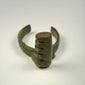 Roman Imperial bronze ring key with stepped teeth, surface mineralization, and centuries-old green-black patina