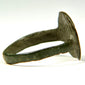 Ancient Eastern Mediterranean bronze signet ring with engraved Christian cross-inspired geometric design
