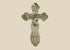 Russian Orthodox engraved silver cross, late 19th century, 84 zolotnik (.875) silver, IC XC inscriptions, Golgotha base, scalloped trefoil terminals, 1.5 x 1 inches