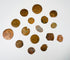 Group of excavated Roman Byzantine coins with green and brown burial patina