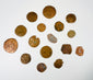 Group of excavated Roman Byzantine coins with green and brown burial patina
