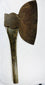 Forged steel broadhead axe from 19th-century America, sturdy wooden handle, M.H. Jones & Co., New York