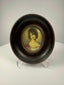 Frontal view of framed historical art miniature portrait of Madame Récamier displayed upright