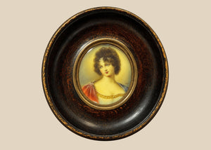 Madame Récamier Miniature (d'après François Gérard) | Gouache sur Ivoirine | Fin du 19e-début du 20e siècle