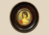 Late 19th–early 20th-century French miniature portrait of Madame Juliette Récamier, bust-length in Empire-style gown with jeweled trim and gauzy wrap, watercolor/gouache on ivorine under convex glass, in original turned ebonized wood frame with brass bezel, after François Gérard, circa 1890–1910.