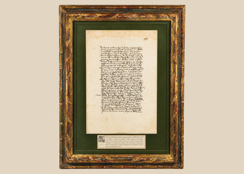 Medieval Burgundian rent roll from France, 1459–1462 CE, written in Latin using Carolingian minuscule script. Records feudal land rent, including monetary payments and agricultural obligations, between the Villers family and noble tenant Bertrand Boyssemer. Professionally framed with English translation, reflecting medieval estate management and legal practices.
