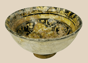 Medieval | Islamic Figural Ceramic Vessel with Kufic Motif Border | Circa 12th–13th Century