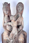 Antique Gothic Revival religious carving of Saint Anne seated beside the Virgin Mary with the Christ Child