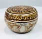 Elevated view of the Thai covered box showing the painted lid and circular knob