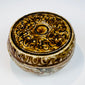 Front view of the Si Satchanalai ceramic box with foliate and scrolling decoration