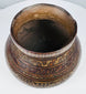 Upper view of Mesoamerican redware bowl showing wide opening, painted rim and interior surface