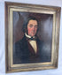 Victorian gentleman wearing a burgundy waistcoat, cream shirt, and high formal collar