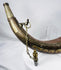 Monumental Moroccan brass powder flask with original cap and decorative chain
