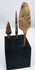 Three hand-forged European iron arrowheads in broad, bodkin, and triangular forms