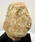 Ancient-style Near Eastern sculptural fragment featuring deeply recessed eyes and distinctive geometric facial carving.