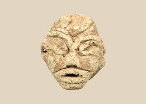 Mesopotamian style carved limestone idol head with almond eyes