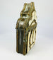 19th century Berber tribal amulet holder, brass repoussé work with protective geometric symbols.