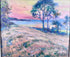 Nova Scotia landscape with textured brushwork, blue-green trees and a softly coloured coastal horizon.