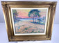 Ornate gold-toned frame surrounding an impressionistic Bay of Fundy landscape.