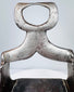 Ottoman military stirrup from the 1600s with floral openwork footplate and decorative silver damascene remnants.