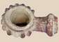Late Ottoman terracotta tobacco pipe bowl with scalloped floral rim