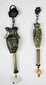 Pair of antique Chinese silver belt ornaments with decorative chains and beads