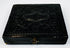 Closed mid-19th-century cased photograph with molded dark exterior, ornamental design, and metal clasp