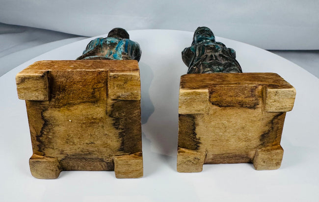 Pair of Chinese fahua-style ceramic sculptures with turquoise and aubergine glaze palette
